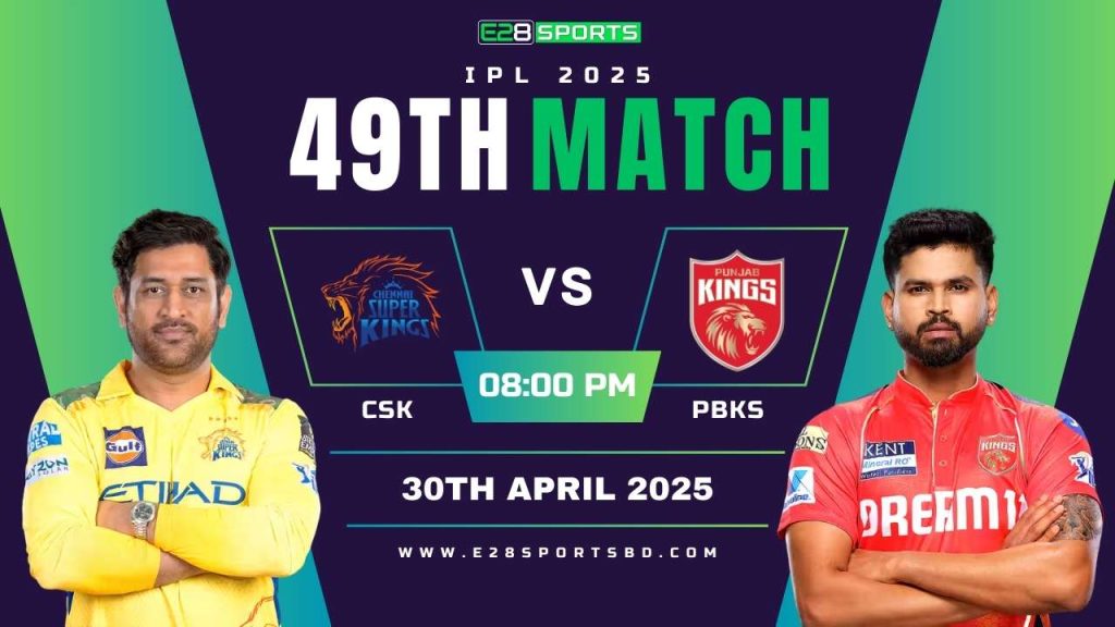 CSK vs PBKS ম্যাচ প্রেডিকশন ৪৯তম T20 ম্যাচ, আইপিএল ২০২৫