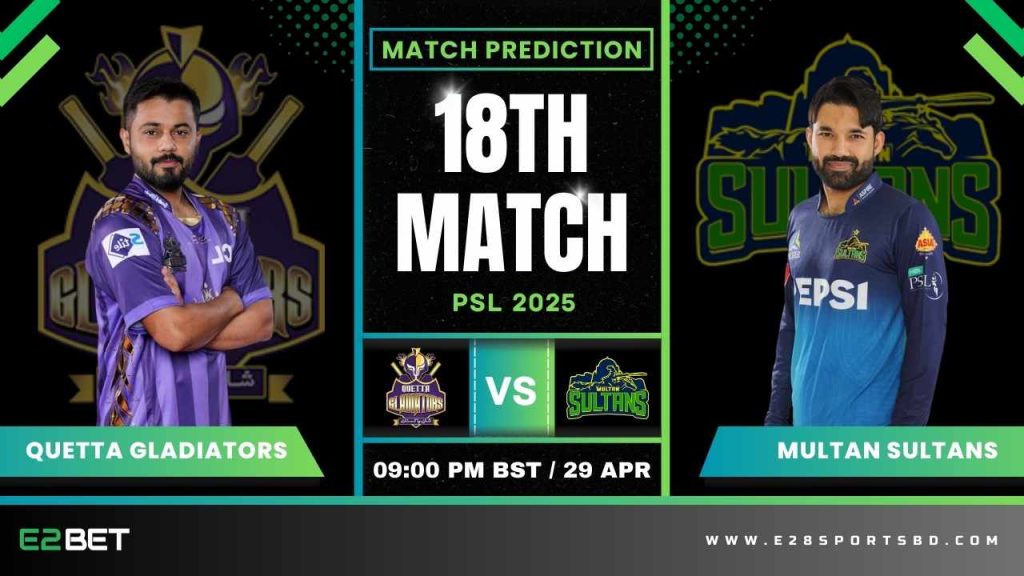 QG vs MS ম্যাচ প্রেডিকশন ১৮তম T20 ম্যাচ, পিএসএল ২০২৫