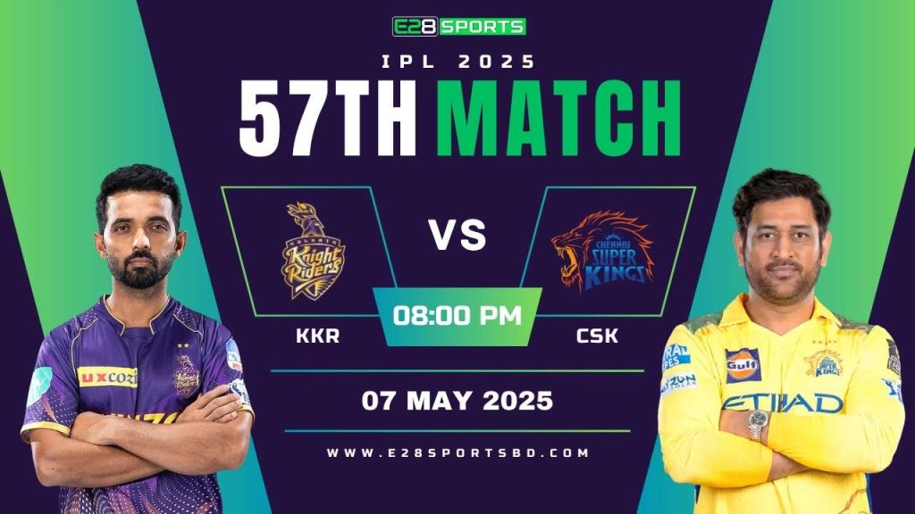 KKR vs CSK ম্যাচ প্রেডিকশন ৫৭তম T20 ম্যাচ, আইপিএল ২০২৫